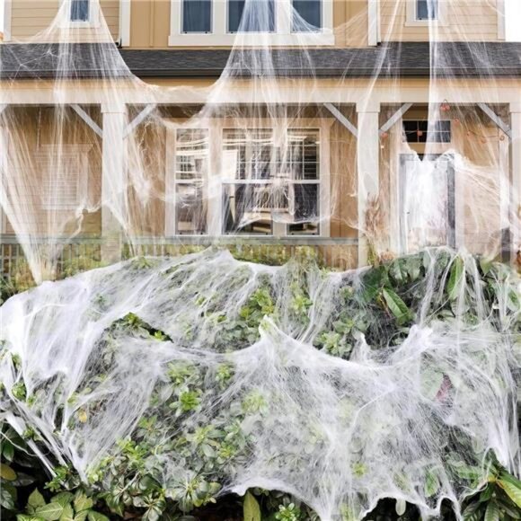 1000 sqft Halloween Spider Web Decorations with 30 Fake Spiders Indoor Outdoor - Picture 1 of 7